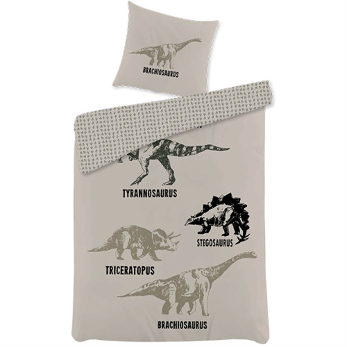 Image of Sengetøj 140x200 cm - Dinosaur sengetøj - Vendbart design - Dino - 100% bomulds sengesæt